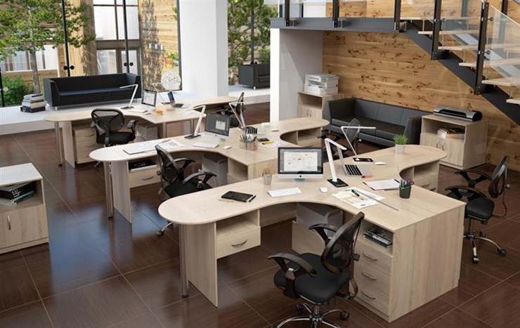 Набор мебели в офис SIMPLE с эргономичными столами и тумбами в Благовещенске - изображение 2
